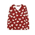 thumbnail image 3 of AUNVITO Women's Valentine's Day T-shirt Long Sleeve V-Neck Pullover with Print Casual and Trendy Loose Fit, 3 of 5