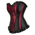 thumbnail image 2 of Grebrafan Corset Tight Lacing Women Pirate Renaissance Top Wine Red M, 2 of 5