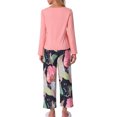 thumbnail image 3 of Conjunto de lounge para mujeres INSPIRE CHIC, camiseta de manga larga con capri floral, sets de pijama suaves y elásticos, ropa de casa de 2 piezas, XL, rosa, 3 of 6