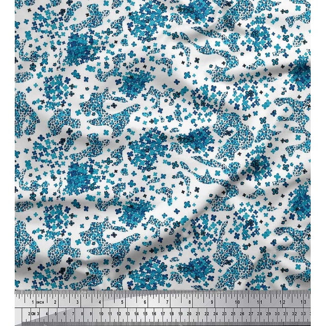 Soimoi Georgette Viscose Fabric Floral & Leopard Animal Skin Decor Fabric Printed Yard 42 Inch Wide