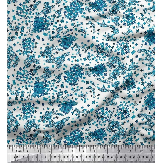 Soimoi Cotton Poplin Fabric Floral & Leopard Animal Skin Printed Fabric 1 Yard 56 Inch Wide