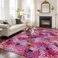 thumbnail image 2 of Large Area Rugs for Living Room Bedroom, Cherry Blossom 8'x10' Rug Washable Carpet Runner Indoor Outdoor, Pink Purple Flowers Modern Oil Painting Art Non Slip Floor Mats Rug for Kitchen, Patio, 2 of 8