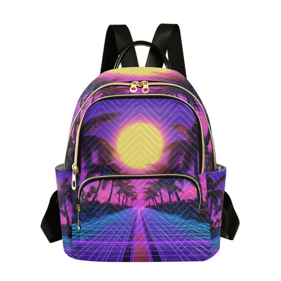 FORMRS Mini Backpack Purse for Women Travel Daypack Casual Shoulder Bag, Purple Neon Road