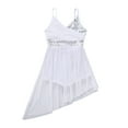 thumbnail image 3 of Kaerm Girls Lyrical Dress Spaghetti Straps V-Neck Sequined Irregular Hem Latin Dance Costume White 13-14, 3 of 8