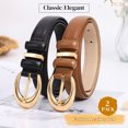 thumbnail image 5 of JASGOOD Women Leather Belt for Jeans Pants Ladies Skinny Dress belt with Gold Buckle 2 Pack, 5 of 10