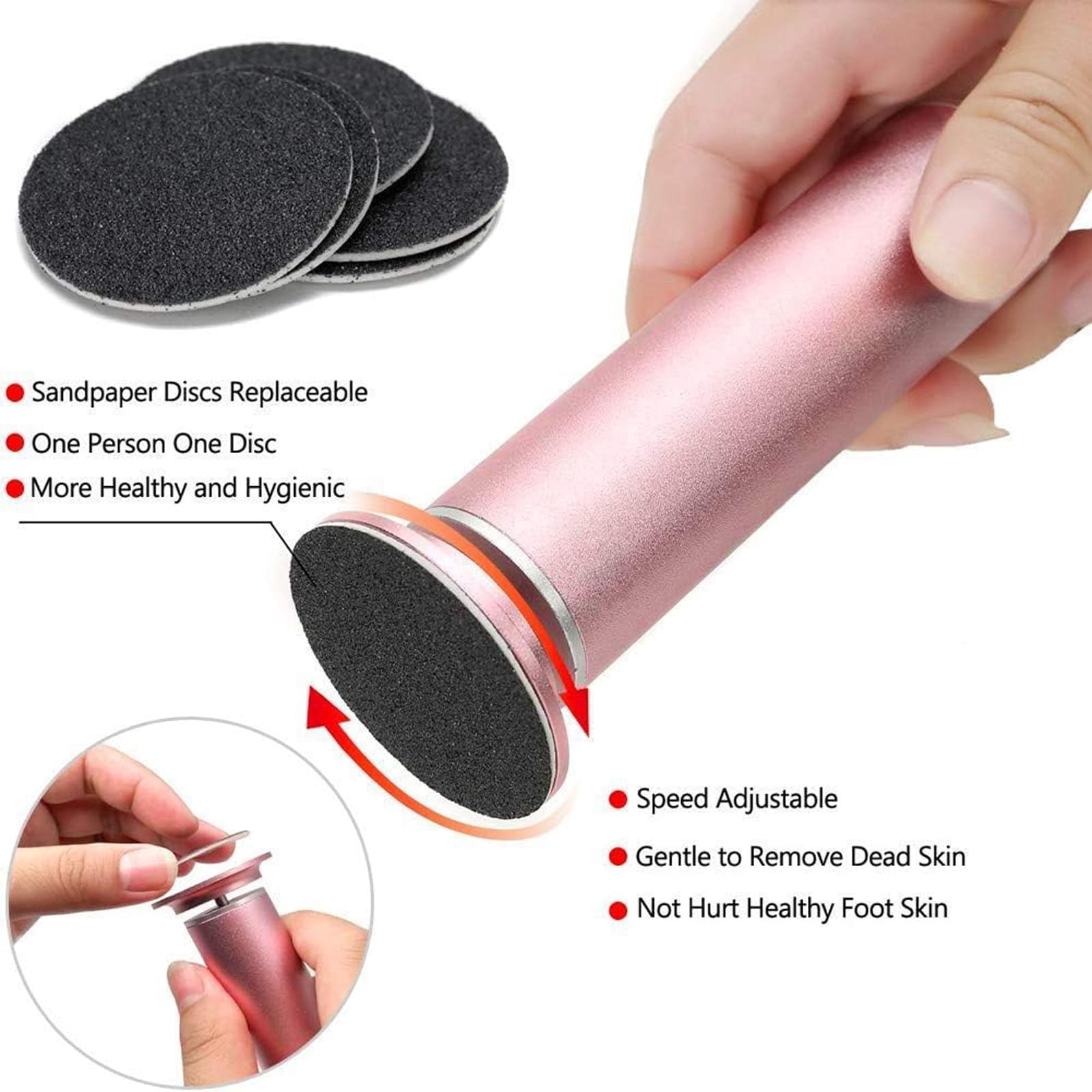 Electric Foot File, Electric Foot Scrubber Dead Skin Remover For At Home With 60 Sanding Pads, Adjustable Speed Electric Callus Remover For Feet For Hard Cracked Dry Dead Skin Exfoliation