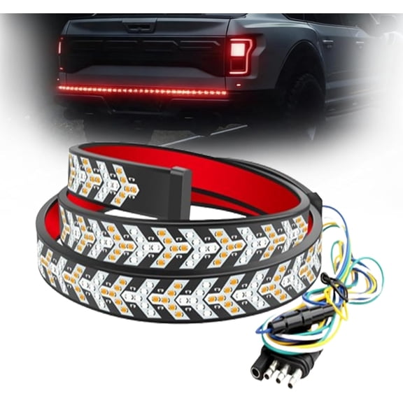 60 Inch Truck Tailgate Strip Light LED Bar,Waterproof Truck Dynamic Taillight,Triple Row LED Tailgate Light Strip with Brake Reverse Sequential,with 528 LEDs,for Most Pickup Truck SUV Van