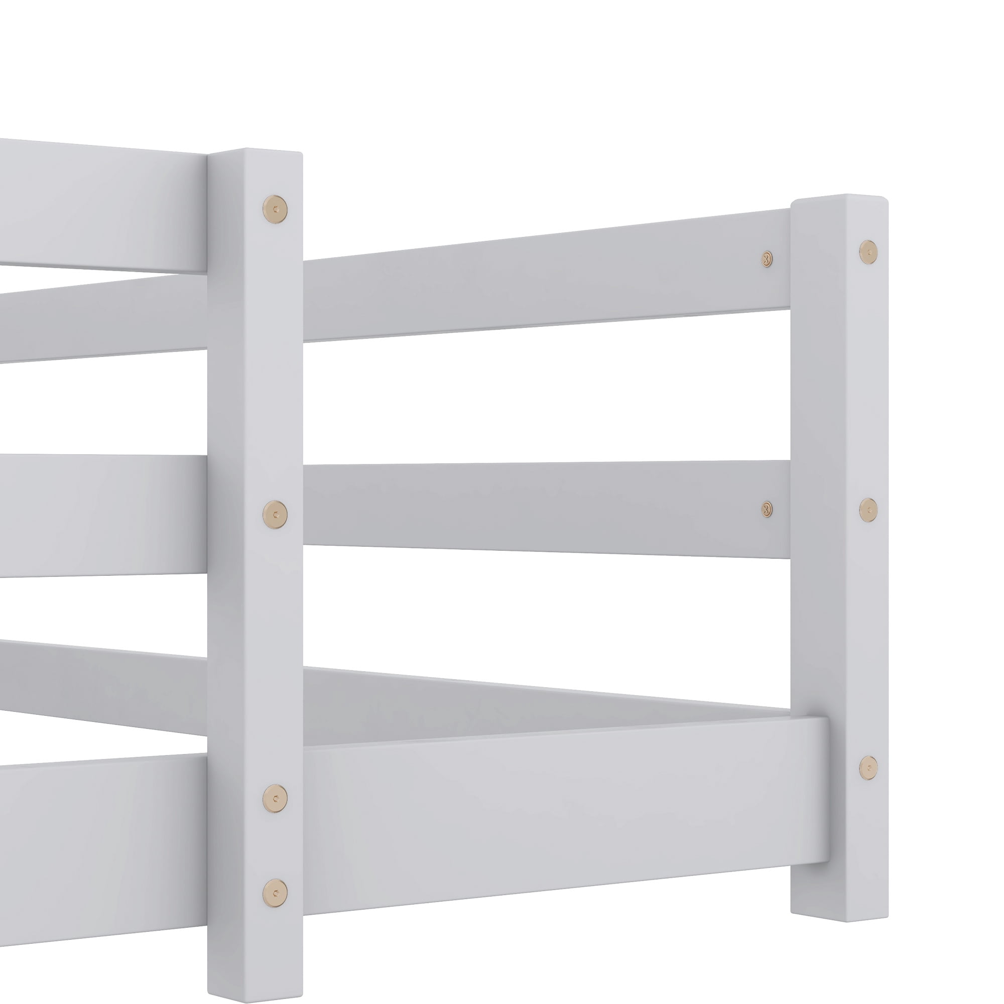 Holaki Full Size Bed Frame with Rails,Wood Montessori Floor Bed Twin Size,Floor Bed with Fence,Montessori Floor Bed for Girls and Boys,77"x58.1"x15.7",Gray