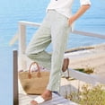 thumbnail image 2 of Casual Pants for Women Drawstring Side Button Straight Leg Summer Pants with Pockets, 2 of 6