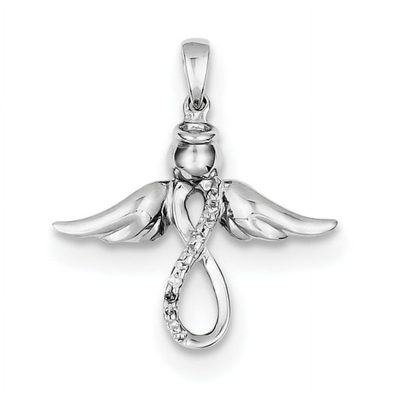 Sterling Silver Rhodium-plated Diamond Angel Pendant QP2380