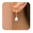 thumbnail image 3 of Sunyuer 14K Gold Plated S925 Sterling Silver Drop Dangle Earrings for Women - Hypoallergenic Dainty Gold Huggie Hoop Earring Pearl Dainty Charm Drop Dangle Earrings Jewelry Gift, 3 of 6