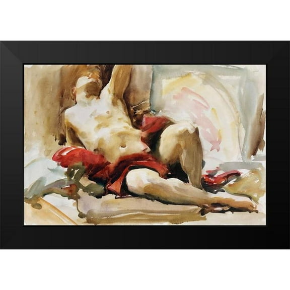 Sargent, John Singer 14x11 Black Modern Framed Museum Art Print Titled - Man with Red Drapery