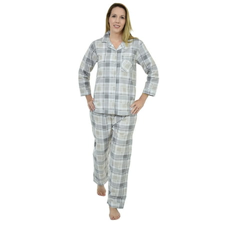 Up2date Fashion's Women's 100% Cotton Flannel Full-Sleeve Pajama Set with Piping