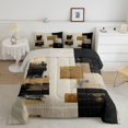 thumbnail image 2 of Castle Fairy Abstract Geometric King Size Comforter Sets 3pcs,Mid Century Vintage Watercolor Comforters King Size,Charcoal Beige,Reversible,1 Comforter and 2 Pillowcases, 2 of 6