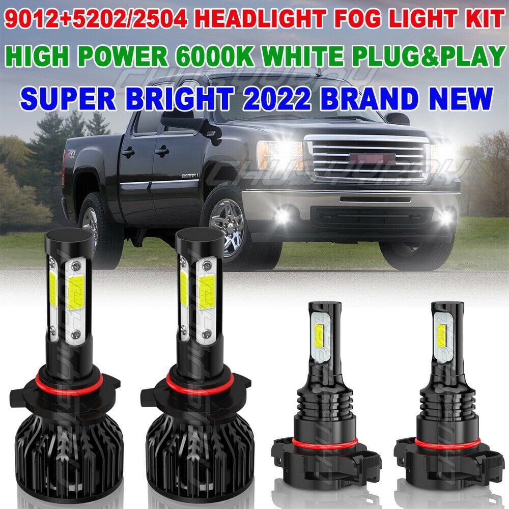9012 5202 LED Headlight Fog Light High Low Bulb for GMC Sierra 1500 2500 3500 HD
