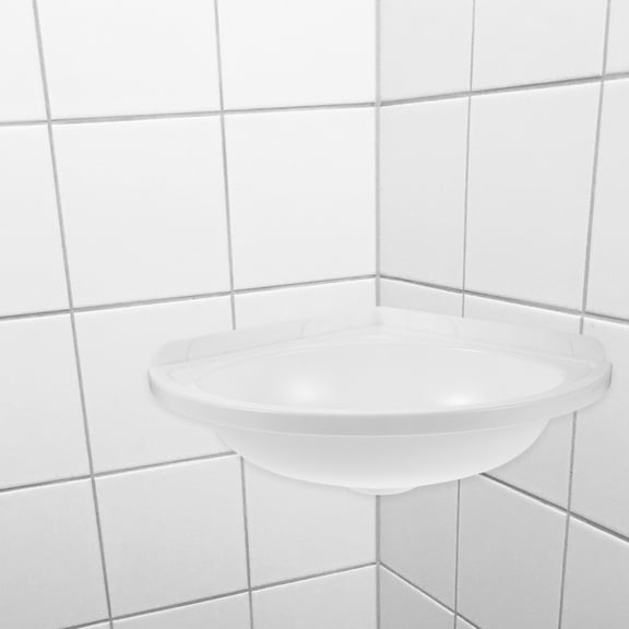 UPOUART Corner Bathroom Vanity Sink Wall Mounted Plastic Basin with Faucet Hole in White