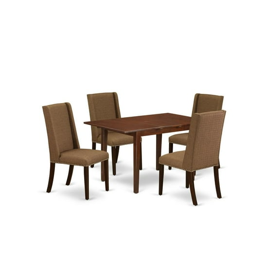 East West Furniture Norfolk 5-piece Wood Dining Room Set in Mahogany