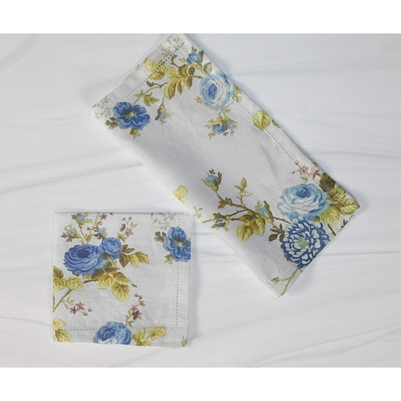 Cotton Vintage Floral Large Roses Napkins 18"X18"