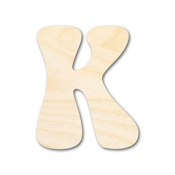 Unfinished Wood Groovy K Font Shape | DIY Craft Cutout | up to 46" DIY 36" / 3/4"