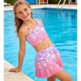 thumbnail image 3 of Lanbubble Girls 3 Piece Swimsuit Tankini Set Bathing Suit Bikini Beach Swimear with Skirt 7-8 Years, 3 of 9