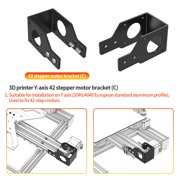 3D Printer Accessories Y Axis Nema 17 42 Stepper Motor Mount Metal Bracket Mounting Holder Support Applicable to 2040 4040 Euro Standard V Slot Aluminum Profile