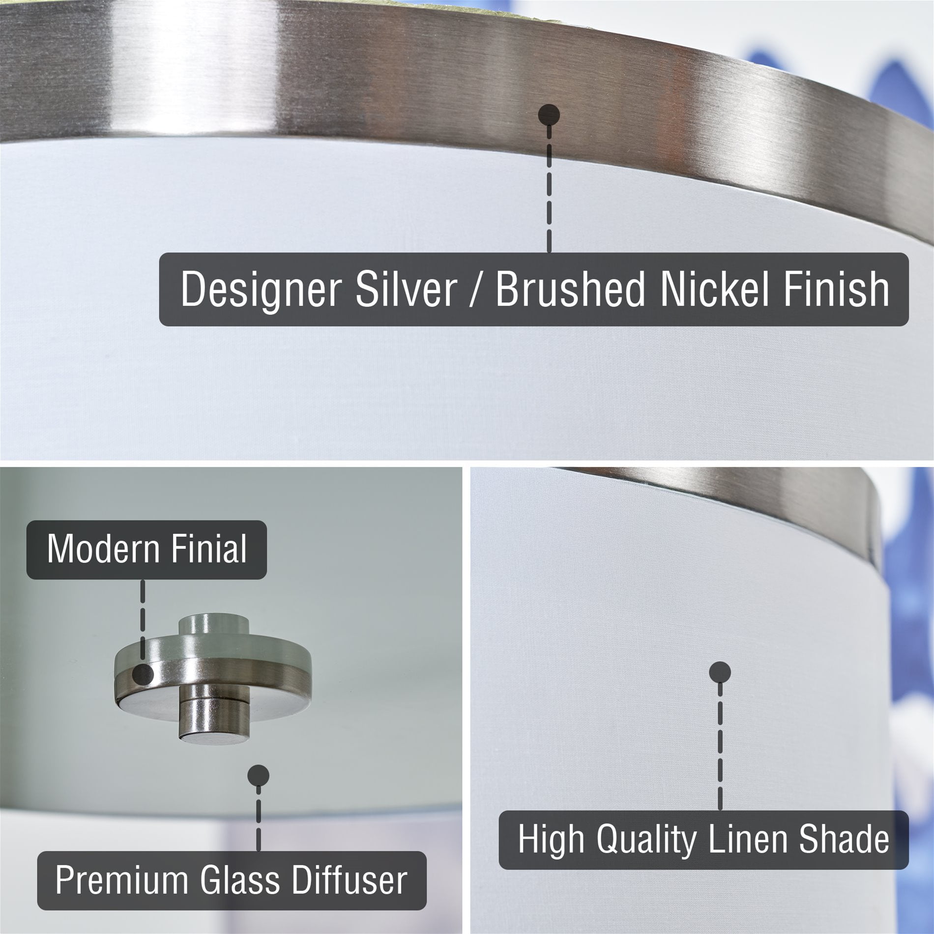 Kira Home Walker 15" Drum Flush Mount Ceiling Light, White Fabric Shade, Frosted Glass Diffuser, Close to Ceiling
