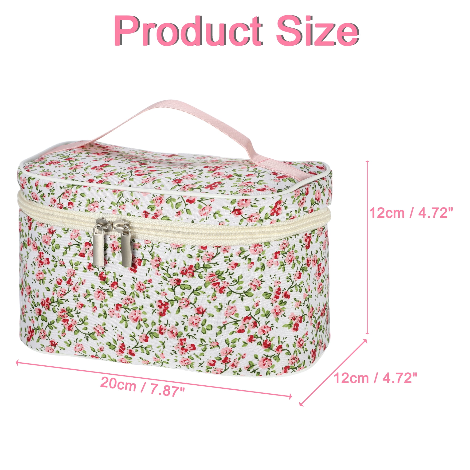 Unique Bargains 1Pc Beautiful Floral Storage Cosmetic Bag for Women's Toiletry Light Pink