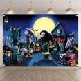 thumbnail image 2 of Gojian Halloween Nightmare Themed Party Photography Backdrop Pumpkin Moon Town Background Birthday Baby Shower Christmas Party Decorations Photo Tapestry Props, 2 of 6