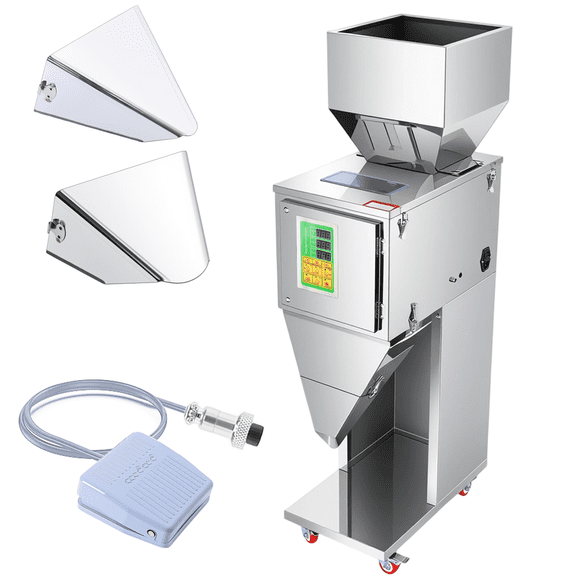10-999G Particle Filling Machine, Heavy Duty Automatic Particle Filling Machine, Particle Weighing Filling Machine with Foot Pedal for Food Processing