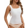 thumbnail image 4 of INSPIRE CHIC Women's U Back Tanks with Built-In Bra Silky No Show Basic Tops 2XL White, 4 of 5