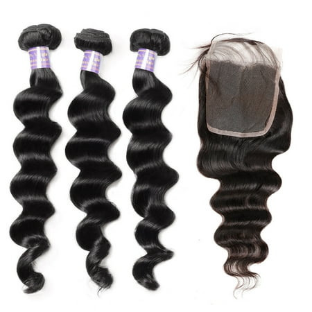 Allove 9a Brazilian Hair Weave 3 Bundles Deep Loose Human Hair