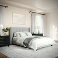 thumbnail image 5 of Martha Stewart Kay Full Upholstered Platform Bed with Channel Stitched Wingback Headboard and Cushioned Siderails, Wood Slat Foundation, No Box Spring Needed, Gray, 5 of 11
