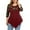 Red, variant on Patlollav Plus Size Womens Tops Solid Floral Lace O-Neck Asymmetric 3/4 Sleeve Blouse