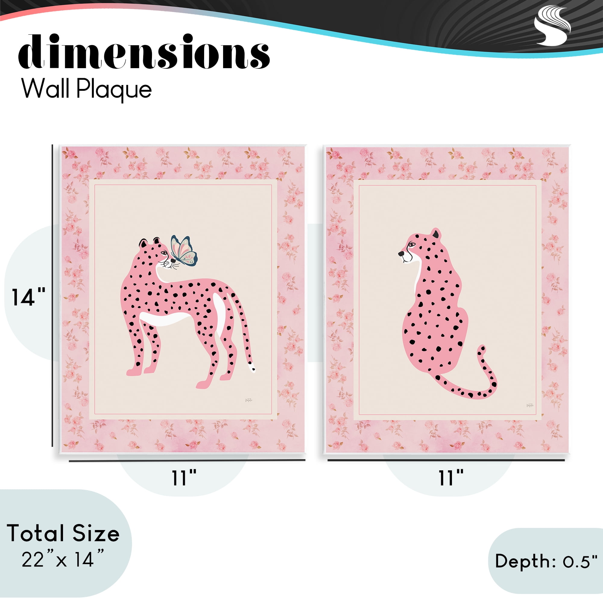 Stupell Industries Pink Leopard & Floral Border 2 Piece Wall Plaque Art Set, design by Natalie Carpentieri