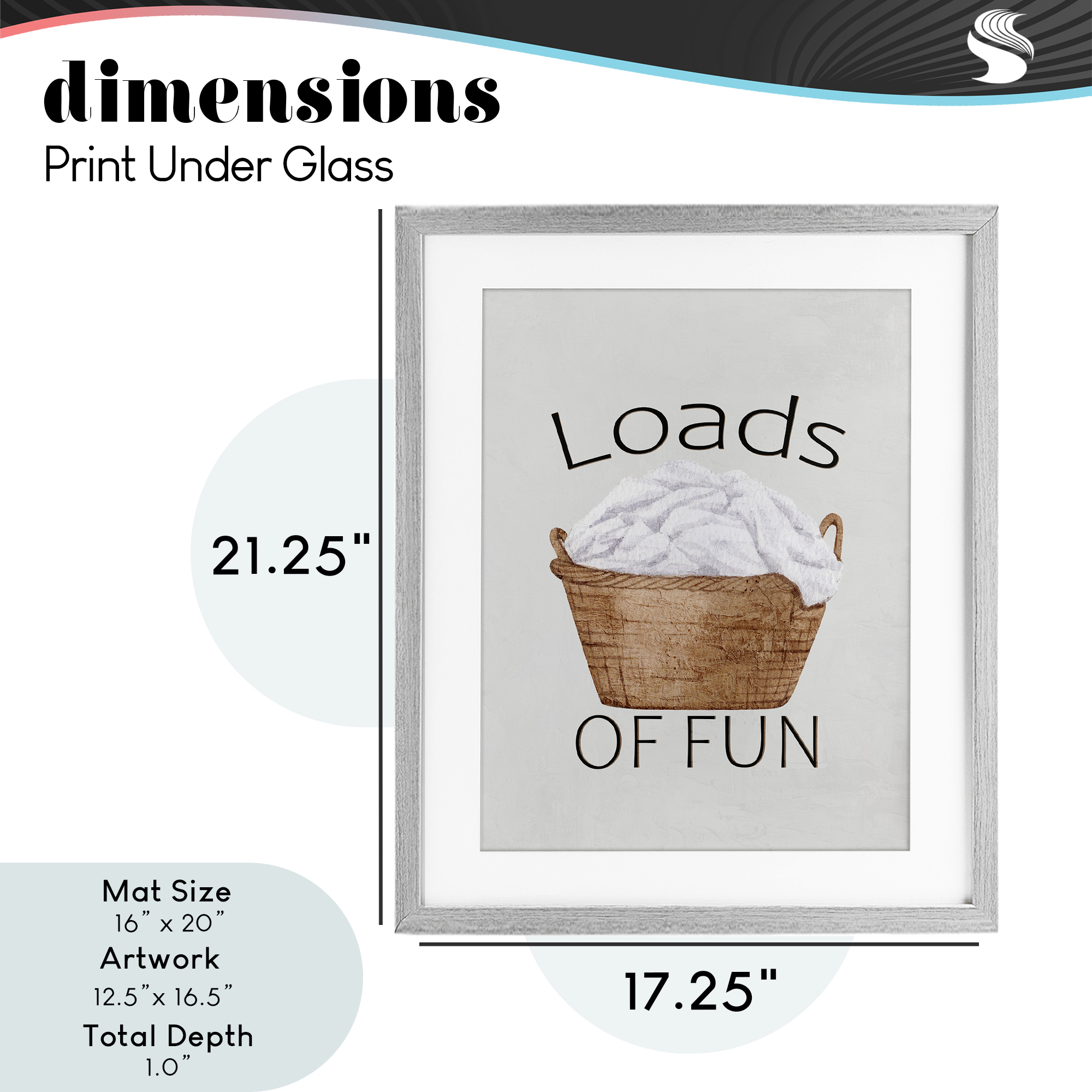 Loads Of Fun Laundry Basket Gray Framed Print Under Glass, design by Kim Allen