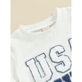 thumbnail image 5 of vera natura 4th of July Toddler Boys Outfits Fuzzy Letter Embroidery Short Sleeve T-Shirts Tops and Shorts 2Pcs Clothes Set, 5 of 9