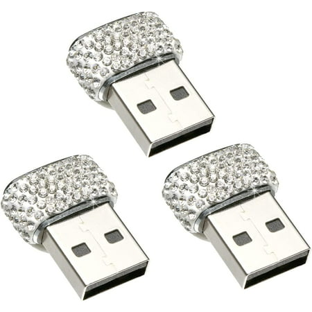 3pcs Bling USB C Female to USB A Male Adapters, Type C to USB A Converter with Crystal Diamonds Bling Rhinestones, USB A to USB C Charger Cable Adapter for iPhone,Airpods iPad pro Samsung Galaxy etc.