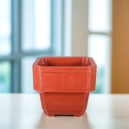 Luxshiny Practical Dark Red Plastic Flowerpot for Indoor and Home Gardening 10Pcs