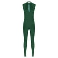 thumbnail image 4 of Raenseen Womens Sparkly Rhinestone Gymnastics Romper Sleeveless Unitard For Rhythmic Dance Competition Dark Green XL, 4 of 5