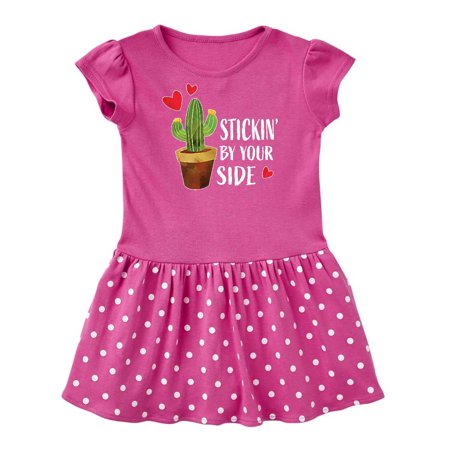 

Inktastic Valentines Day Stickin By Your Side with Cactus and Hearts Gift Baby Girl Dress