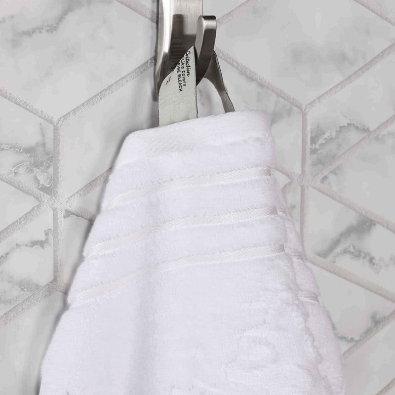 Superior Sadie Zero Twist Cotton Floral Bath Towel Set of 4 , White