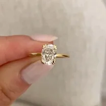 3 Ct Oval Cut Moissanite 14k Yellow Gold Plated Engagement Ring