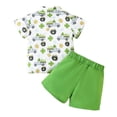 thumbnail image 4 of Sopiago Toddler Baby Boy St. Patrick's Day Clothes Car Print Button Up Short Sleeve Bowtie Shirt Pockets Shorts Gentleman Outfits Green,6-12 Months, 4 of 7
