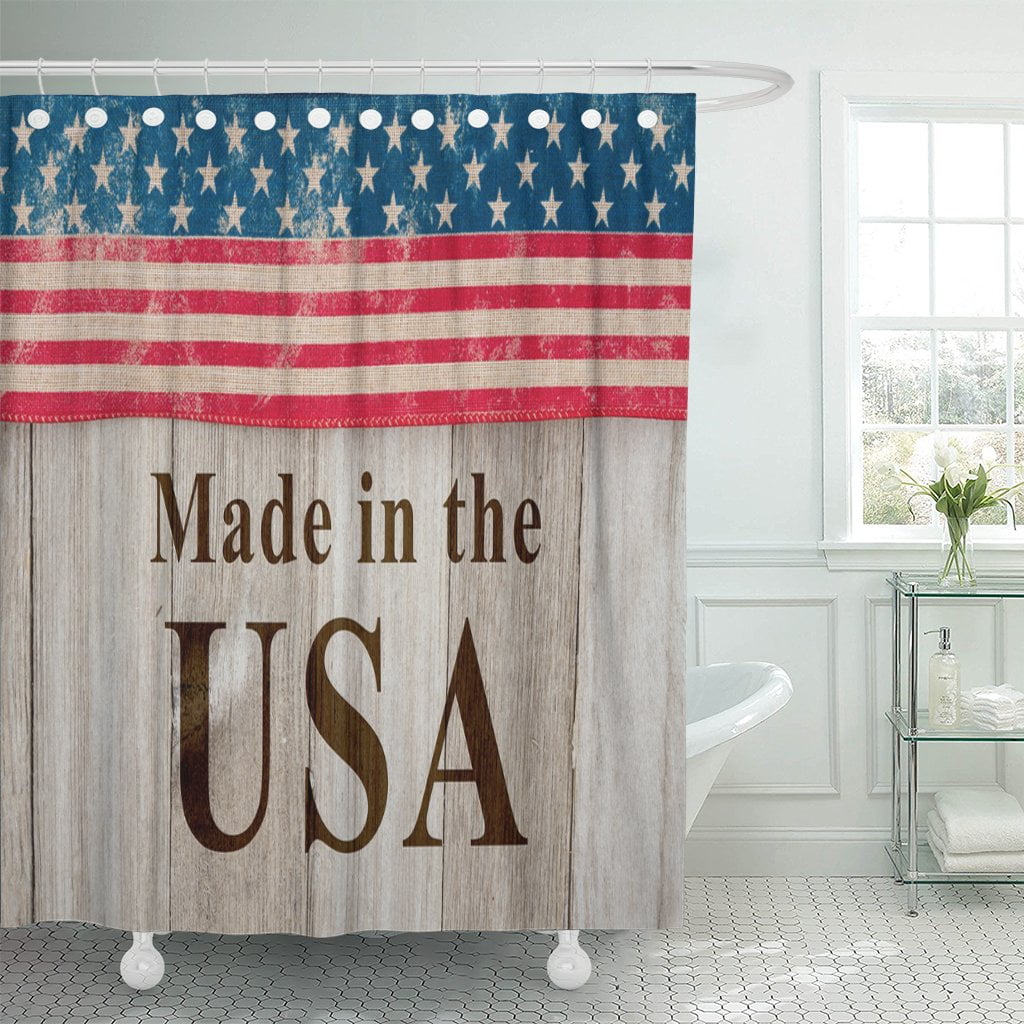 PKNMT Made in America Message USA Patriotic Old Flag Polyester Shower