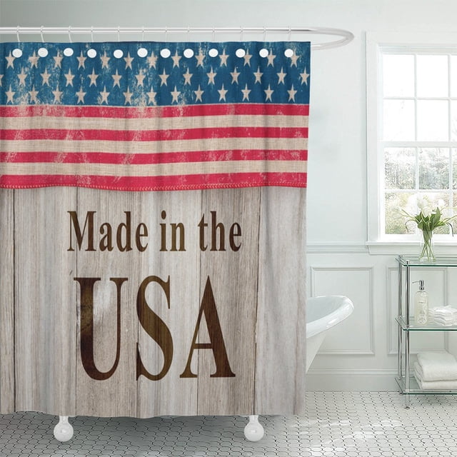 ABPHQTO Made in America Message USA Patriotic Old Flag Cortina de ducha de poliéster 152x180 cm ABPHQTO PKNMT60x72Shower-3250