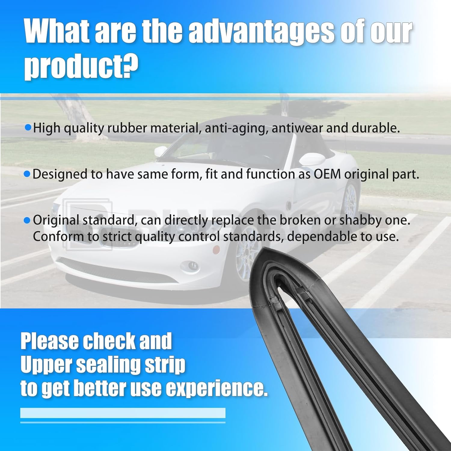 BINB ROAD Front Upper Windshield Molding Seal 51317017021