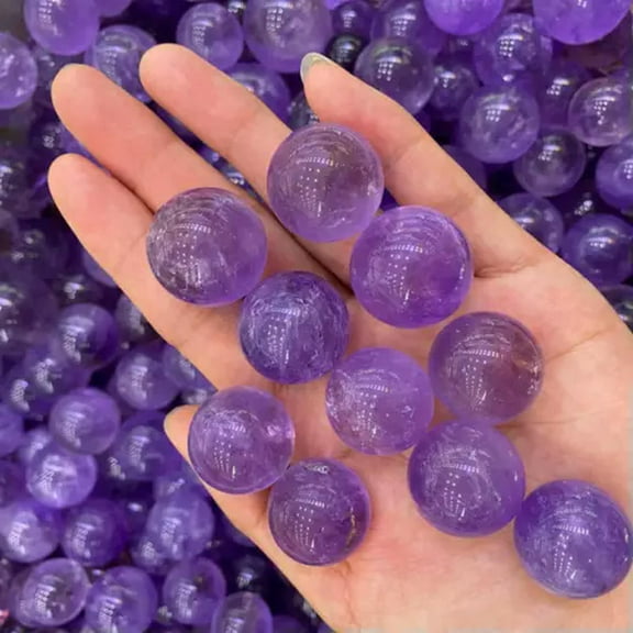 EOEMY Natural Quartz Crystal Healing Gems Sphere Ball Energy Stone Reiki Decor   Stand-Amethyst (About 40mm,80G)