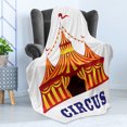 thumbnail image 4 of Circus Soft Flannel Fleece Throw Blanket, Illustration of Old Striped Tent in Retro Style Old Fashion Joy Theater Art, Cozy Plush for Indoor and Outdoor Use, 50" x 70", Red Yellow White, by Ambesonne, 4 of 5