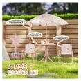 thumbnail image 3 of Kids Picnic Table and Chair Set, Outdoor Activity Table with Foldable Chairs, Removable Umbrella, Pattern Toddler Patio Furniture for Backyard, Garden, Pink, 3 of 9