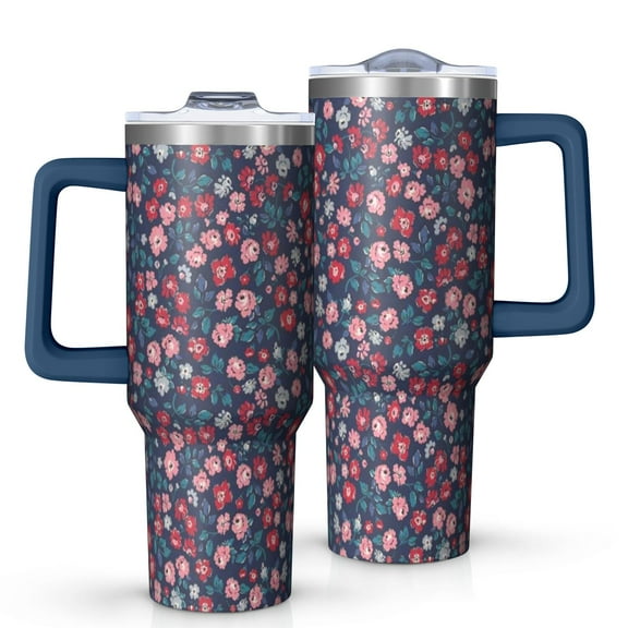 OBREWU Pioneer Flower Tumbler with Handle and Lid,Pioneer Flower 40oz Double Wall Vacuum Insulated Tumbler,Cups Gift for Women and Men